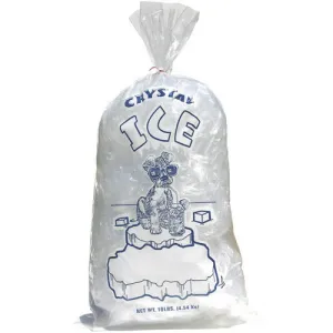 10 lb. Plastic Ice Bags & Ties - "CRYSTAL ICE" Cool Dog - 500/case