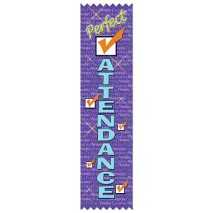 2" X 8" Stock Multicolor Pinked Top Perfect Attendance Award Ribbon