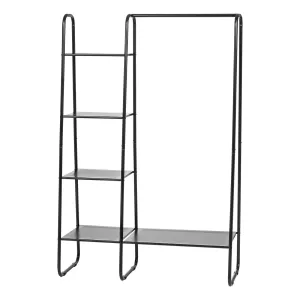 5 Shelf Garment and Accessories Rack for Hanging and Displaying Clothes - Black