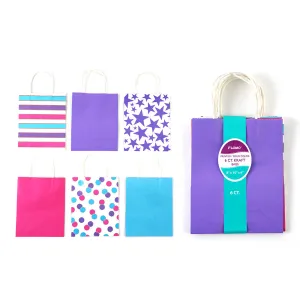 6Pk Bright Color White Kraft Bag