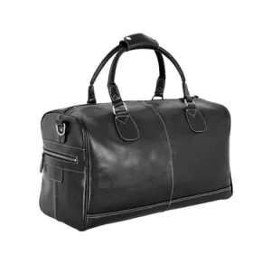 BLACK LEATHER HOLDALL BAG WEEKEND BAG DUFFEL TRAVEL BAG