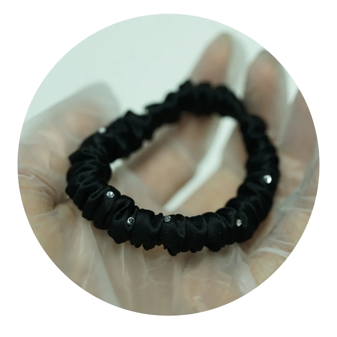 Crystal Silk Scrunchies Mini Black