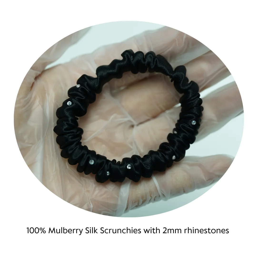 Crystal Silk Scrunchies Mini Black