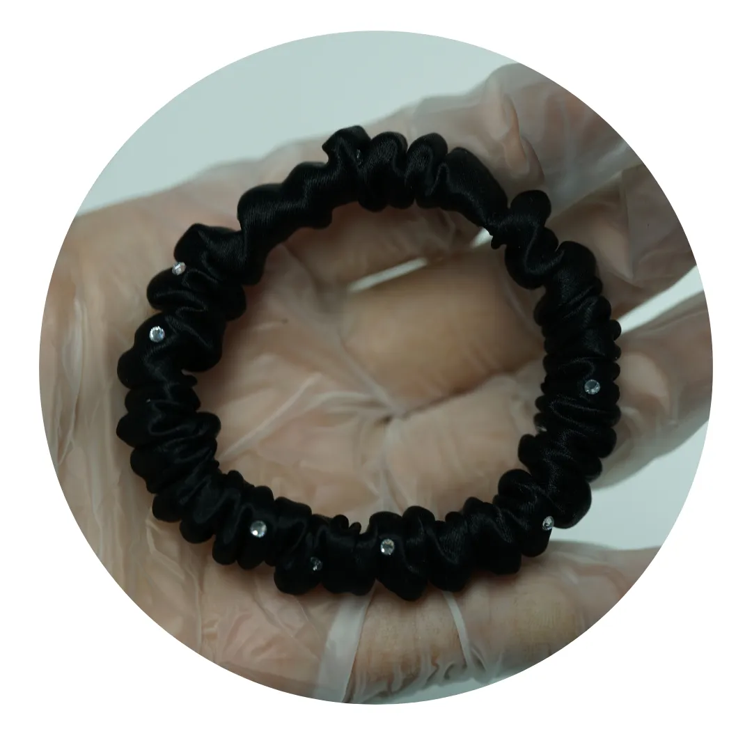 Crystal Silk Scrunchies Mini Black