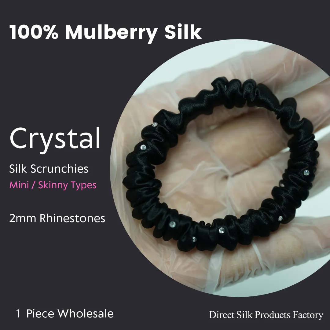 Crystal Silk Scrunchies Mini Black