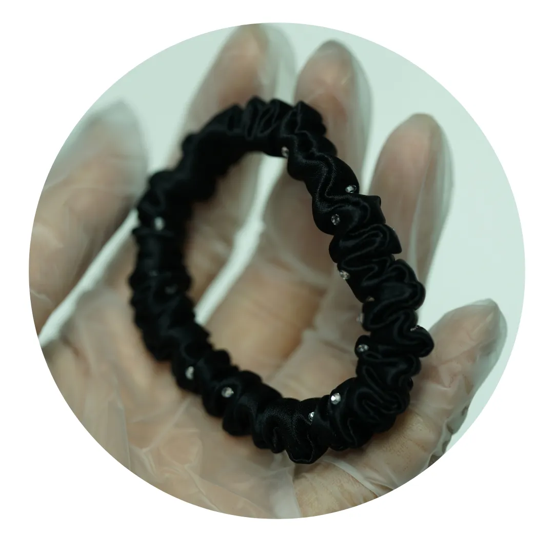 Crystal Silk Scrunchies Mini Black