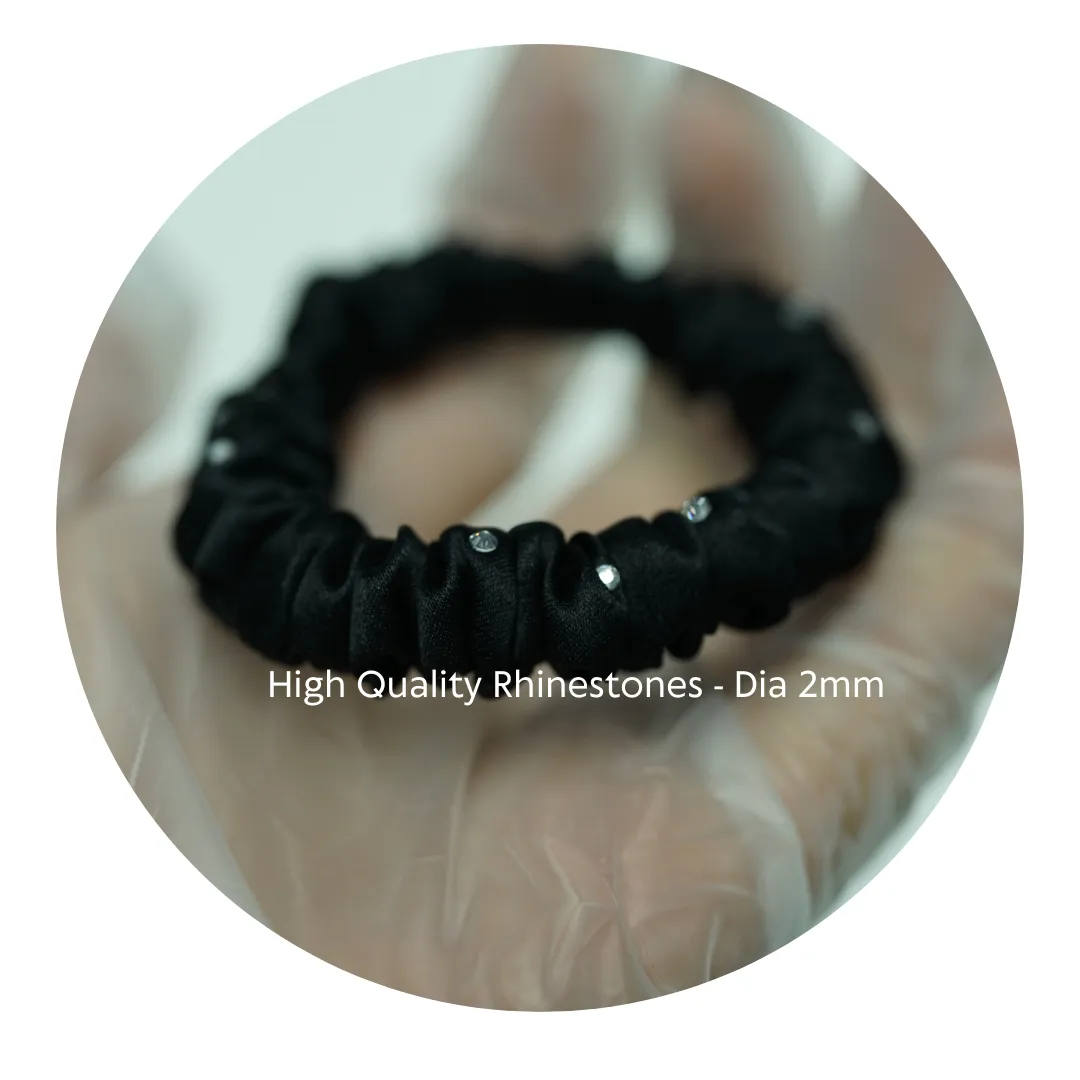 Crystal Silk Scrunchies Mini Black