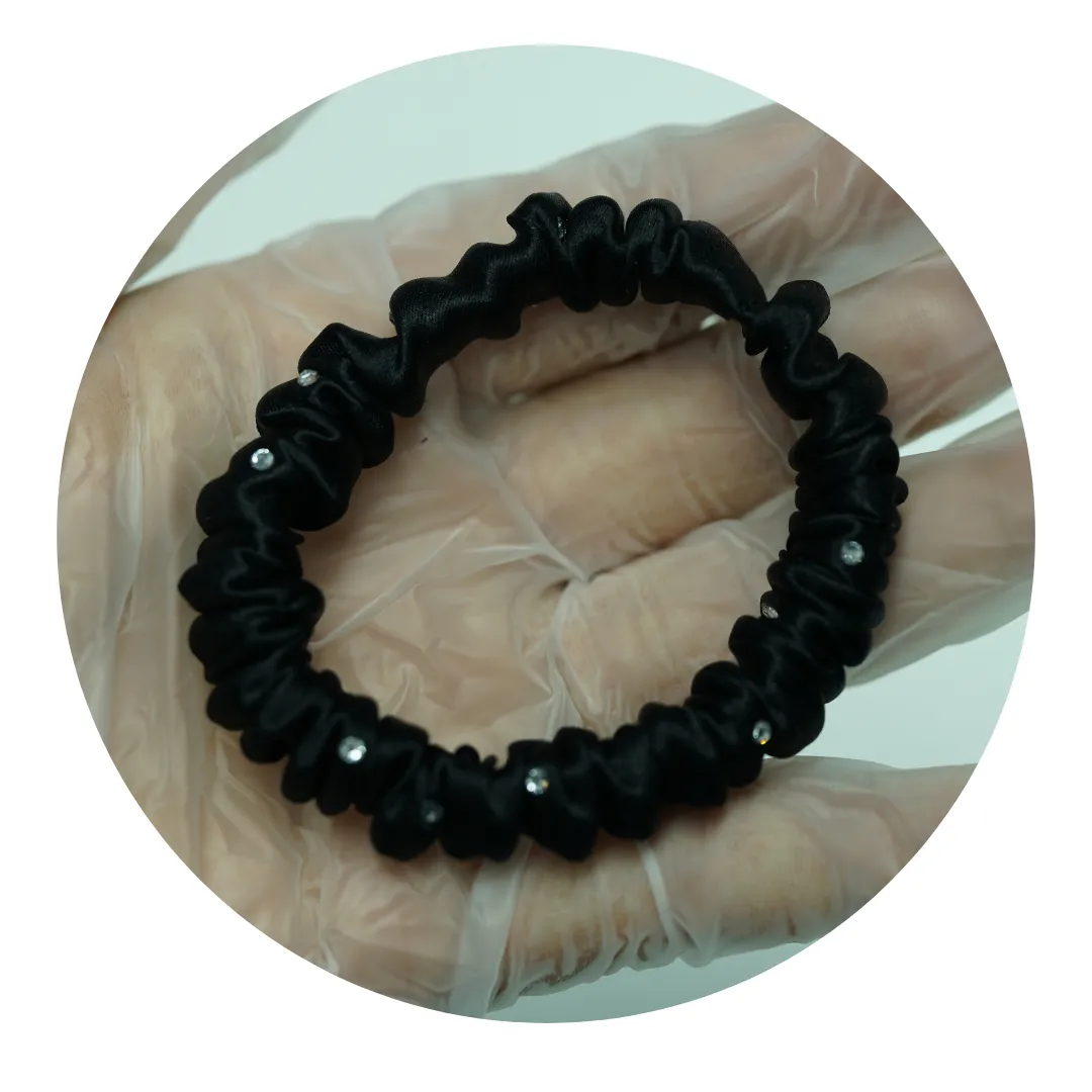 Crystal Silk Scrunchies Mini Black