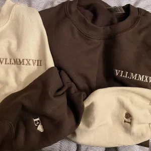 Custom Embroidered Roman Numeral Sweatshirt, Personalized Anniversary Gift for Matching Couples