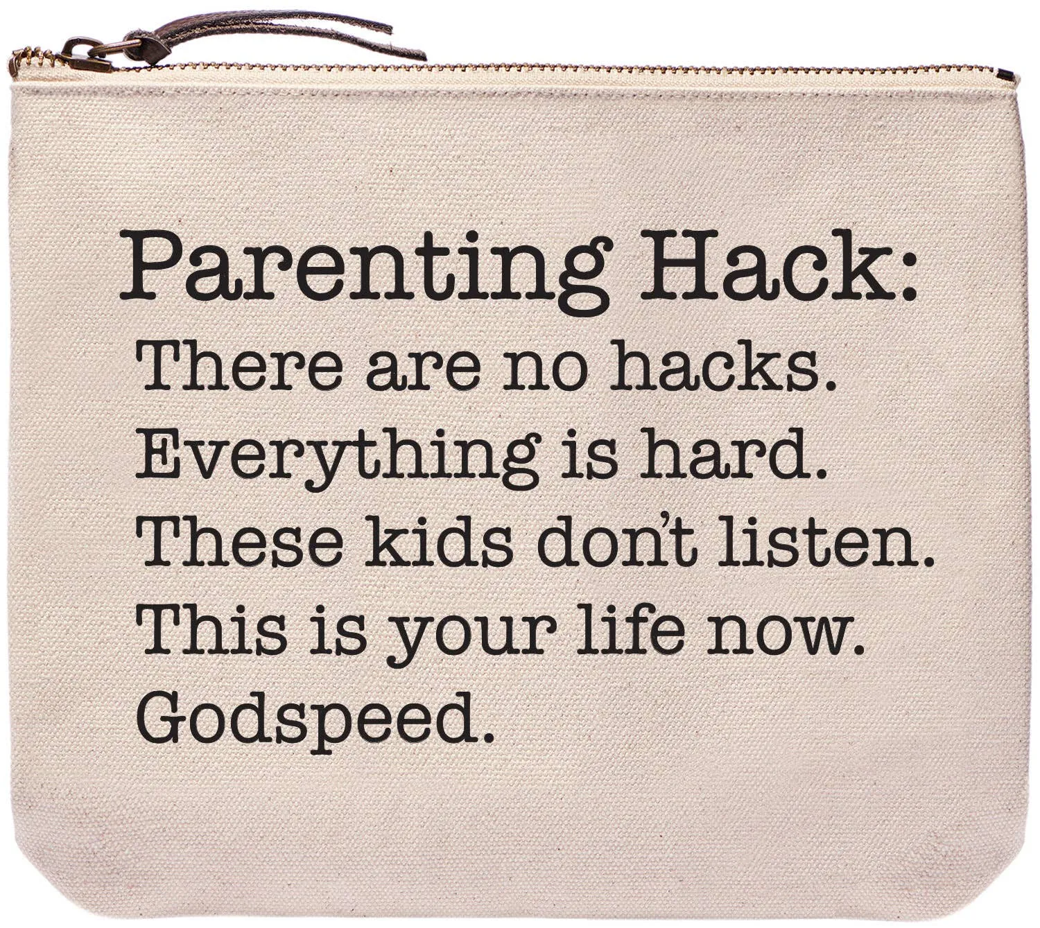 ellembee gift - Parenting Hack | Funny zippered top printed canvas bags