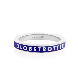 Globetrotter Ring, Blue Enamel, Silver