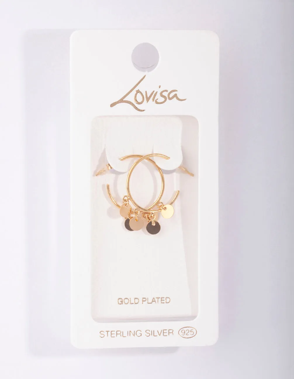 Gold Plated Sterling Silver Jingle Disc Hoop Earrings