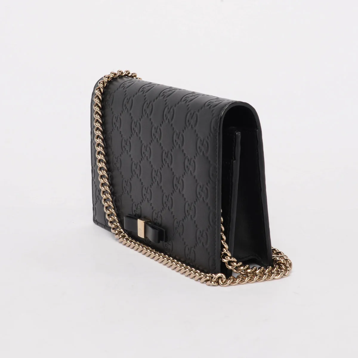 Gucci Black Guccissima Signature Bow Wallet On Chain