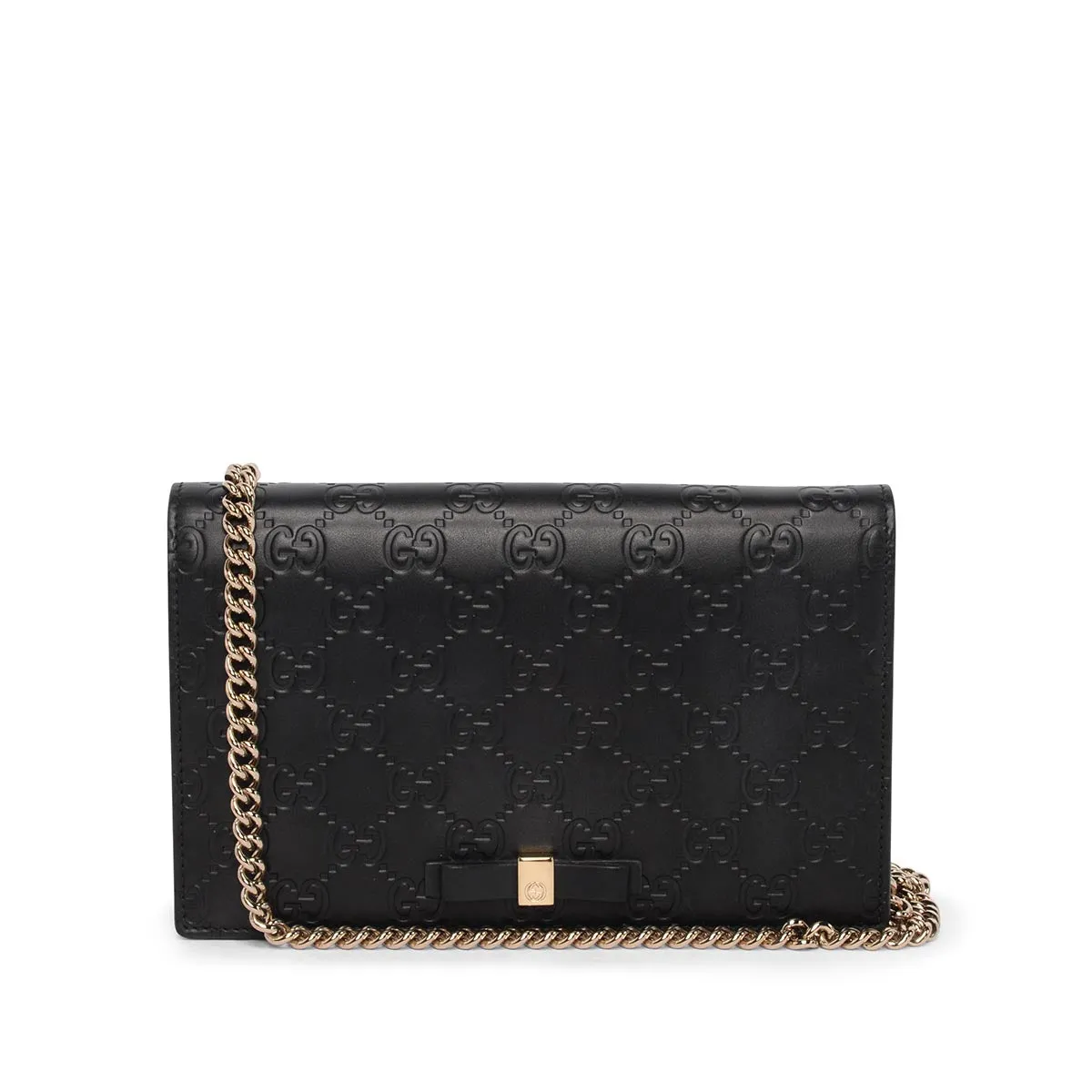 Gucci Black Guccissima Signature Bow Wallet On Chain