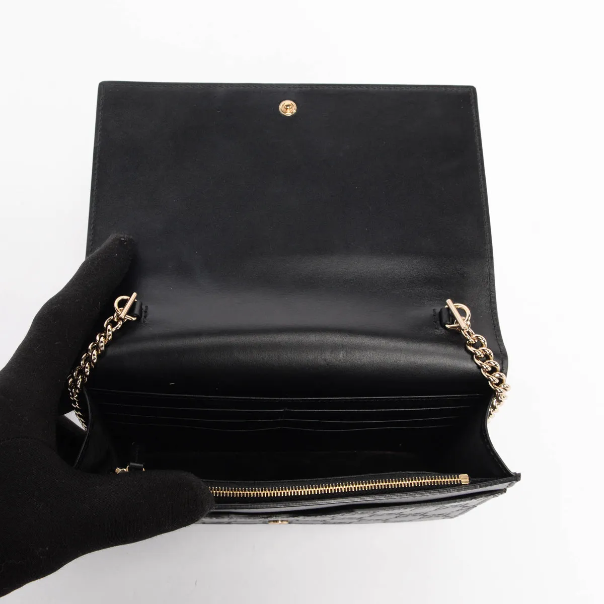 Gucci Black Guccissima Signature Bow Wallet On Chain