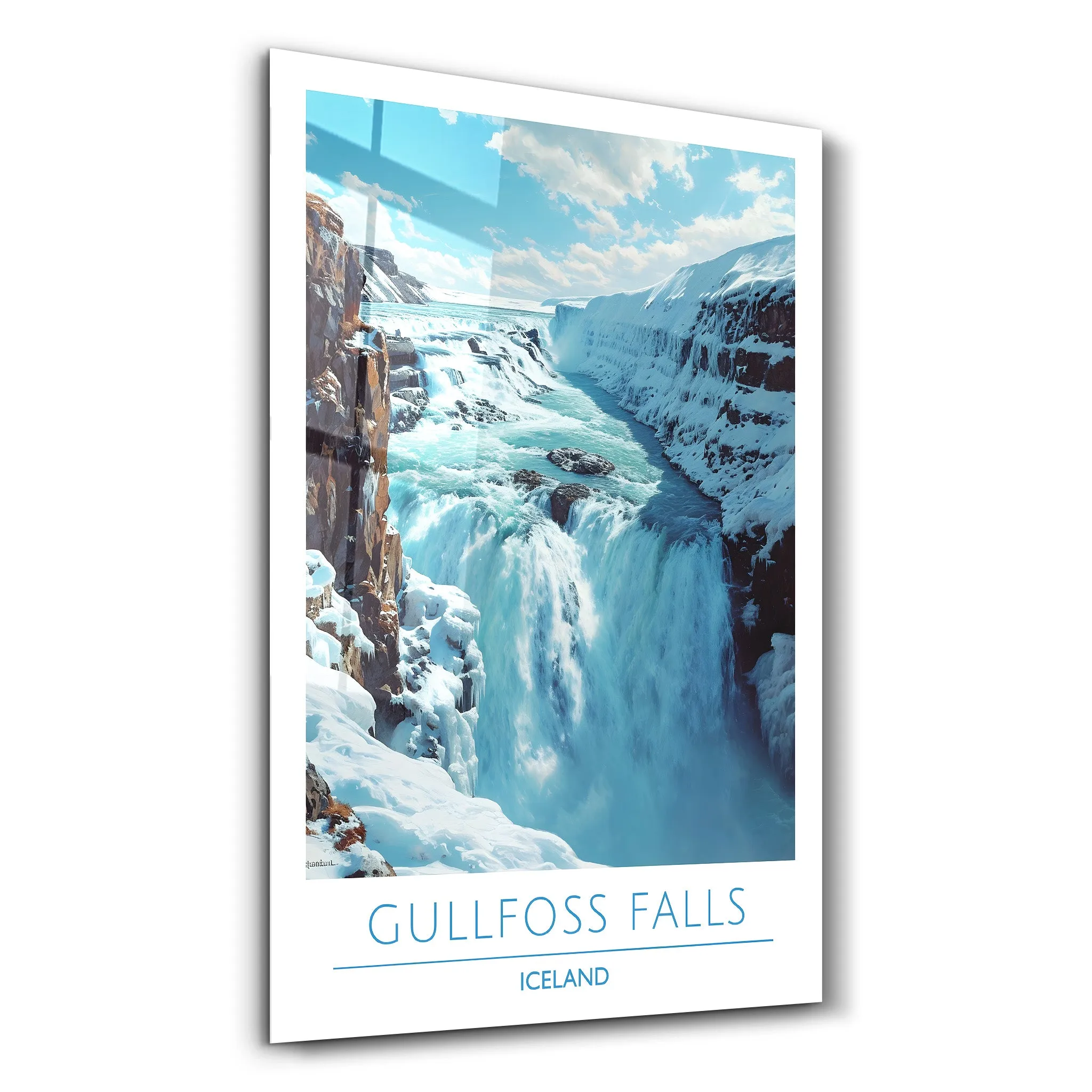 Gullfoss Iceland-Travel Posters | Glass Wall Art