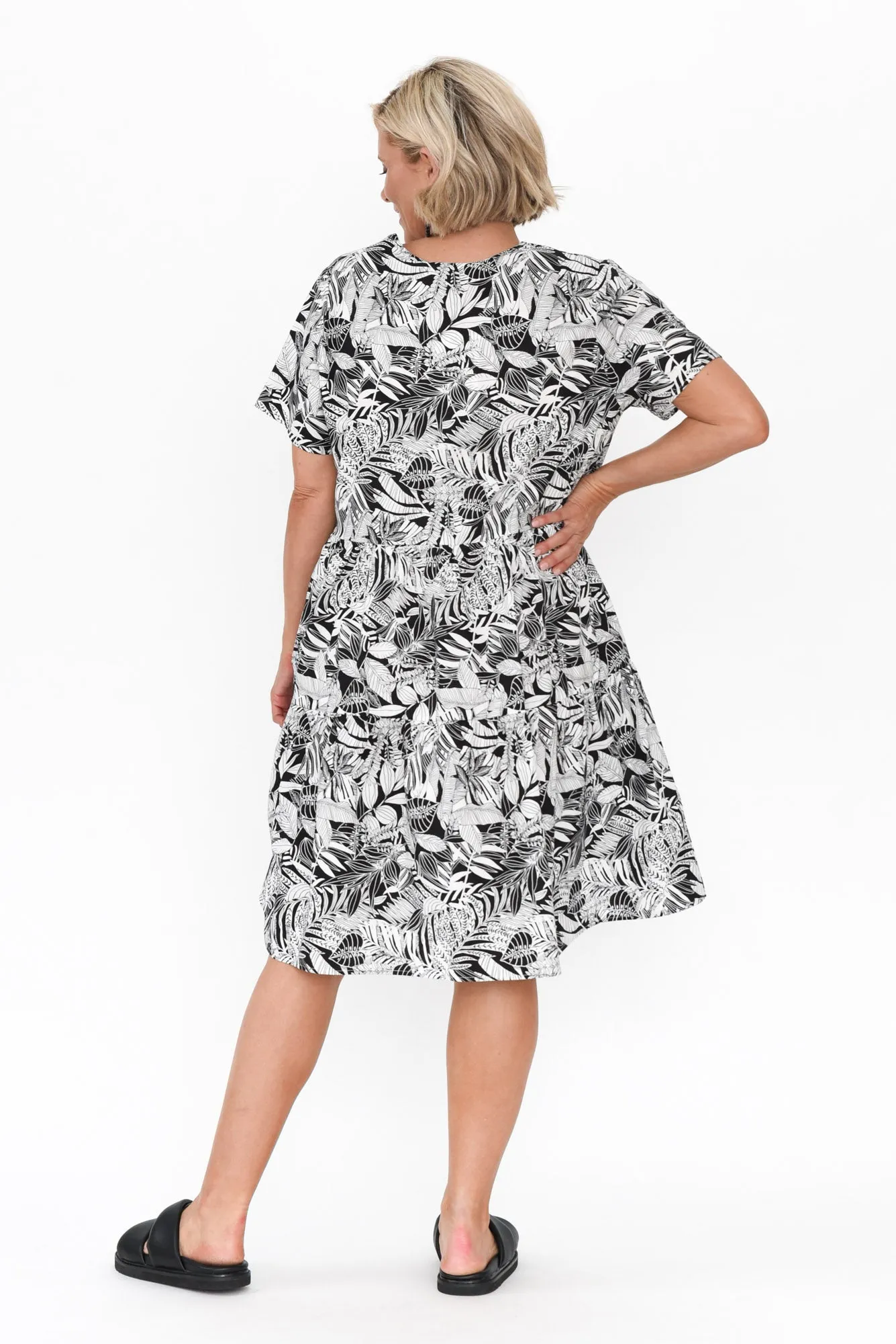 Kienna Black Jungle Cotton Poplin Dress