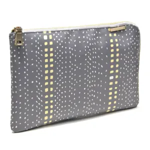 Large Beauty Clutch - Gray and Yellow Grid Print