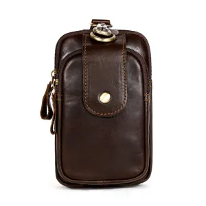 Men's mobile phone pockets leather lightweight sports mobile phone bag men's bag wear belt retro waist bag