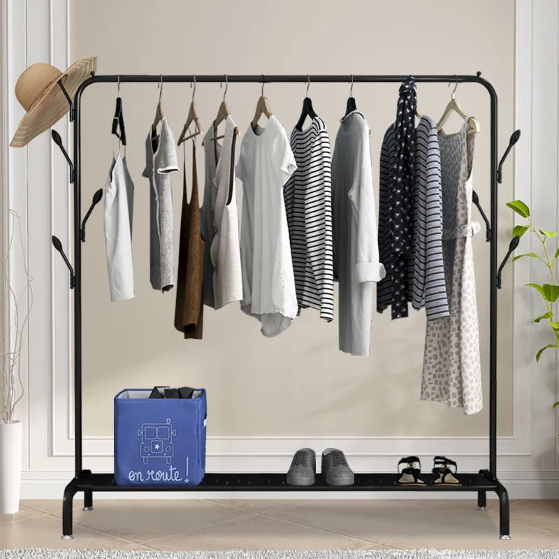 Metal 7 Hook Garment Rack Clothes Coat Stand 105cm-Black