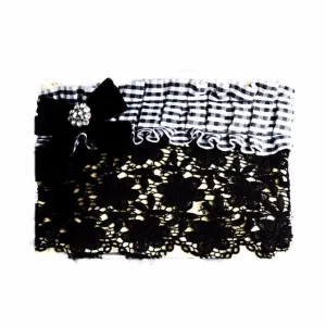 Miss Rose Sister Violet Black Lace & Gingham Zip Bag