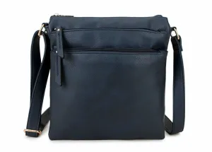 PLAIN NAVY BLUE MULTI COMPARTMENT CROSS BODY SHOULDER BAG