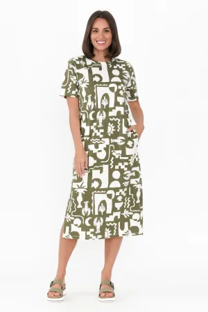 Postcard Khaki Coastal Cotton Tee Dress