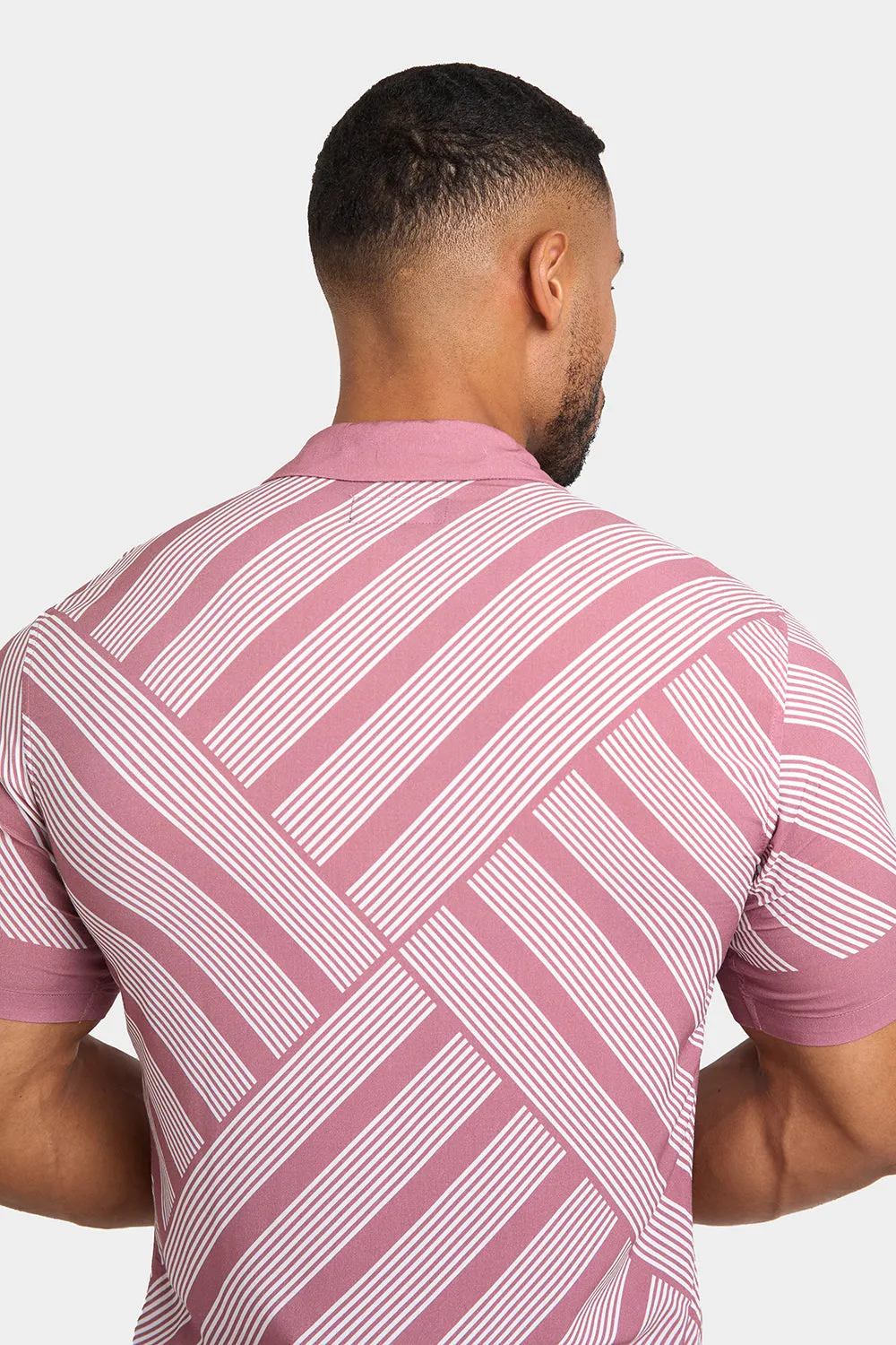 Printed Shirt in Dusky Pink Geometric Square