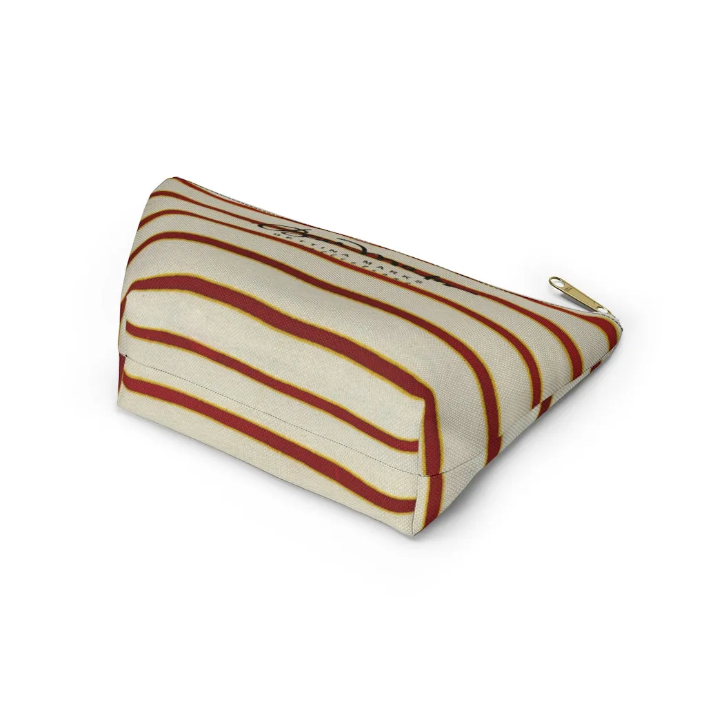 Red White Stripe Accessory Pouch w T-bottom