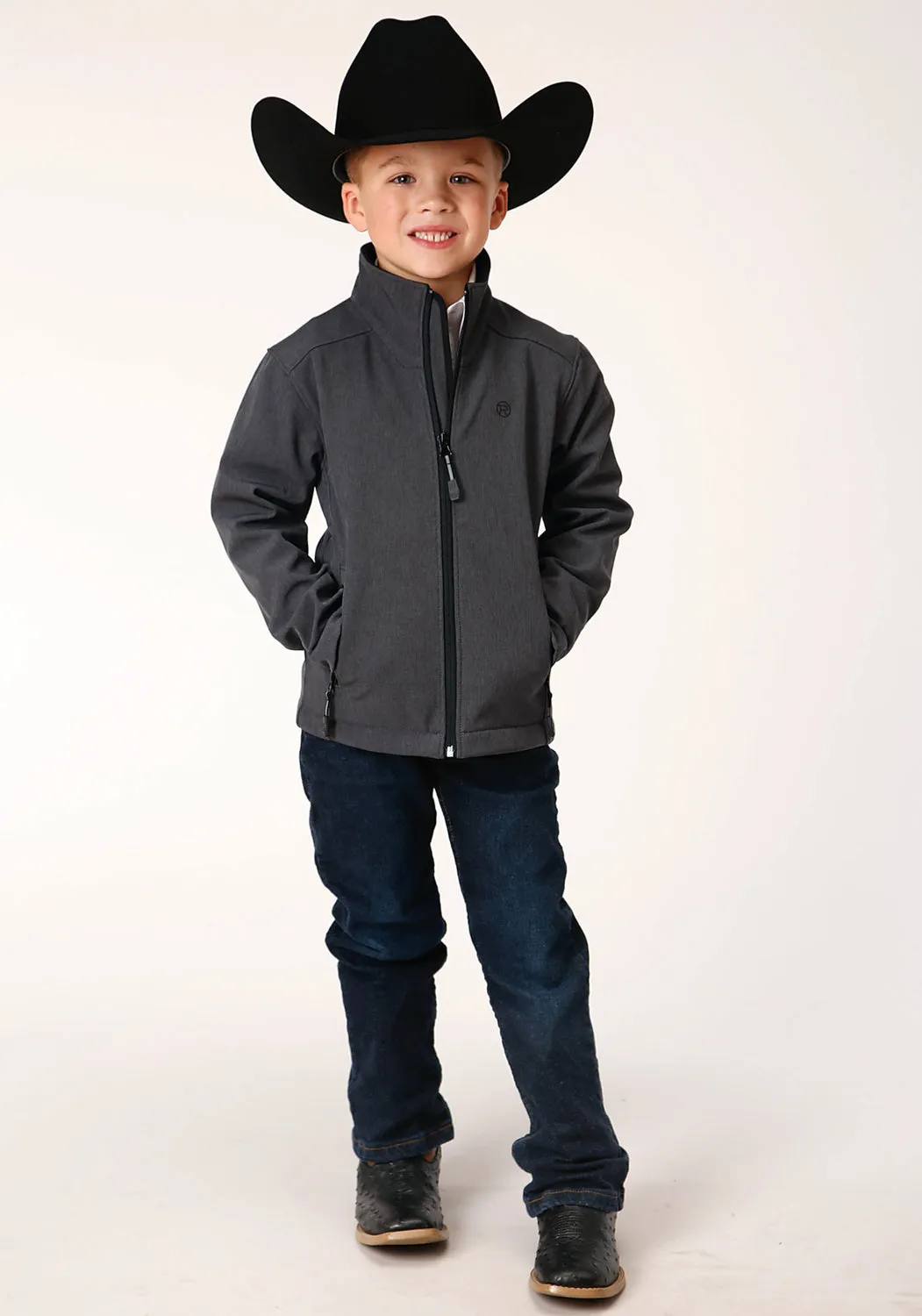 Roper Youth Boys Technical Grey Polyester Softshell Jacket