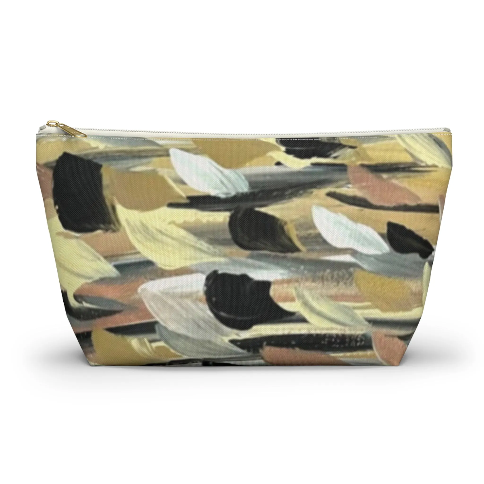 Rose Gold Brushstrokes Accessory Pouch w T-bottom