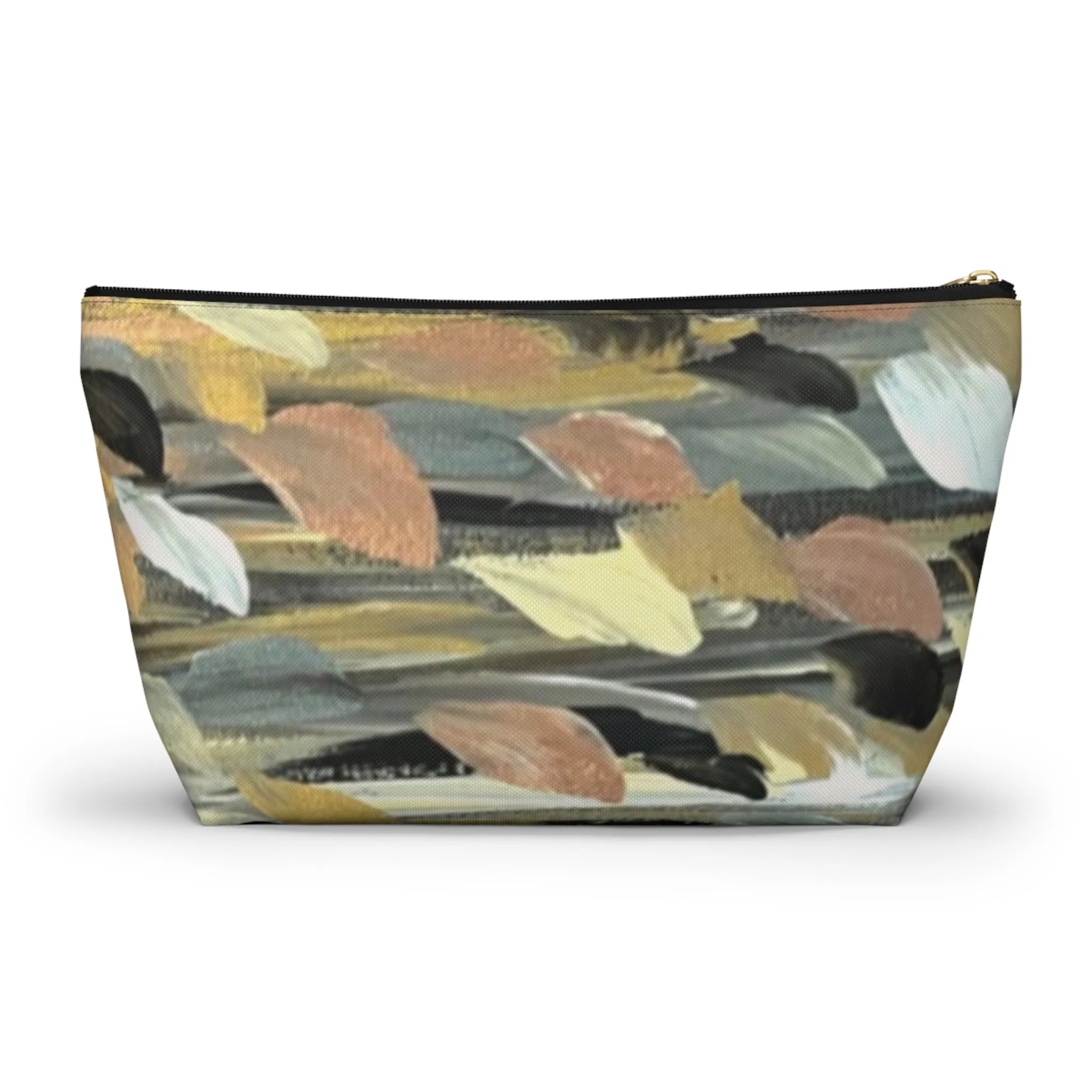 Rose Gold Brushstrokes Accessory Pouch w T-bottom