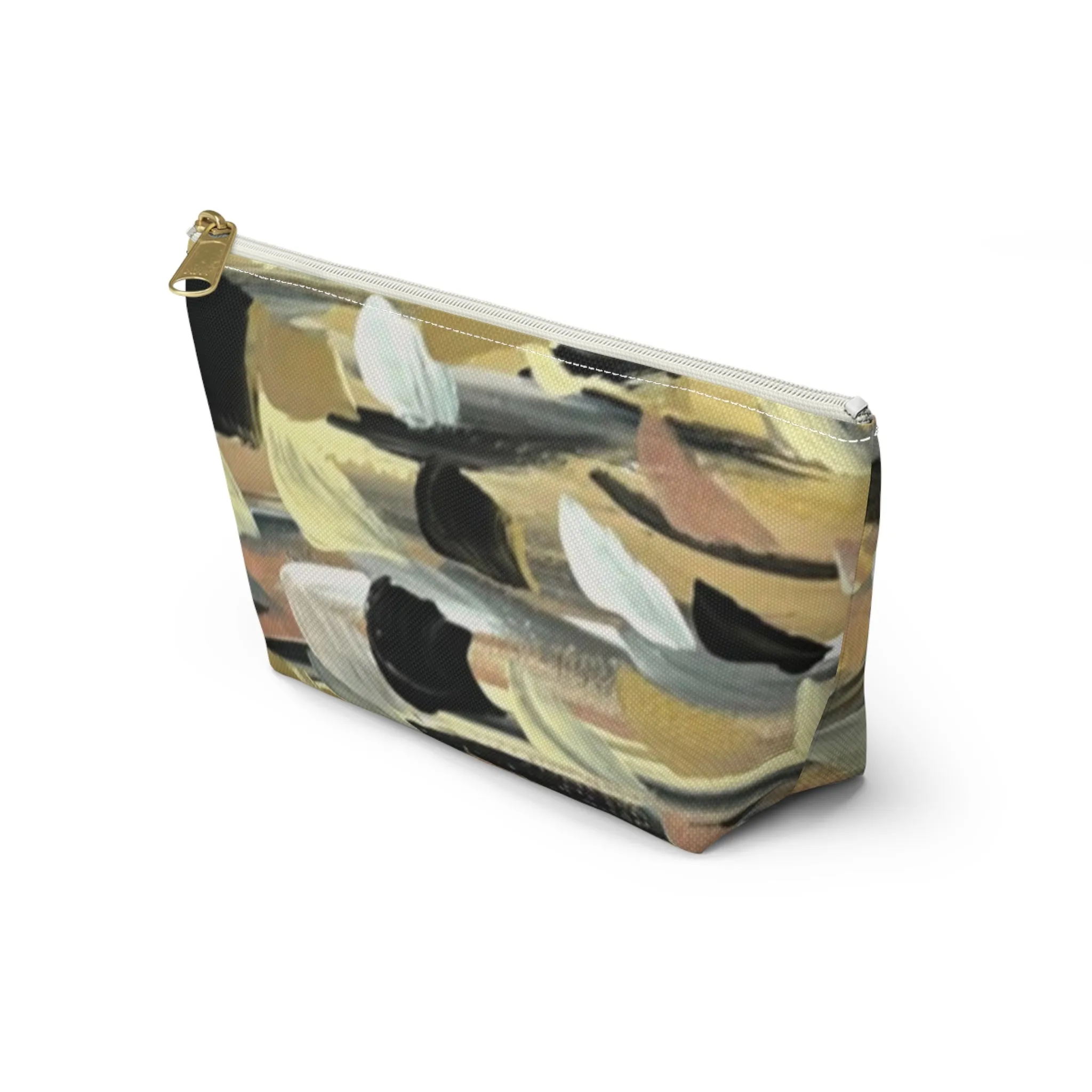 Rose Gold Brushstrokes Accessory Pouch w T-bottom