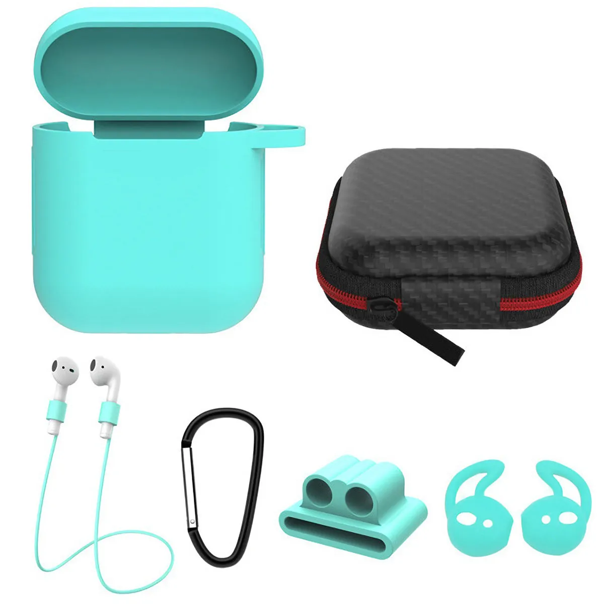 Silicone Case for Apple AirPod 1 2 AirPods Protective Cover Skin w/Strap Ear Hooks Watch Band Holder