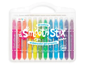 Smooth Stix Watercolor Gel Crayons & Paintbrush - Set of 24