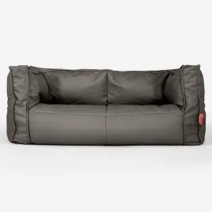 The 2 Seater Albert Sofa Bean Bag - Vegan Leather Grey