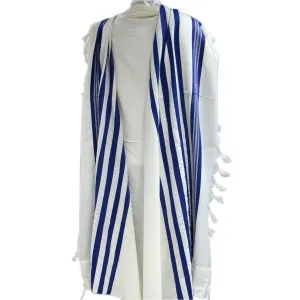 Wool Tallit Blue Stripes Classic Israel Prayer Shawl